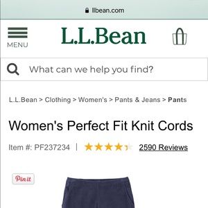 L.L. Bean Perfect Fit Knit Chords (Blue)